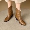 Women's high-heeled short boots autumn and winter new thick-heeled solid-color large-size ankle boots