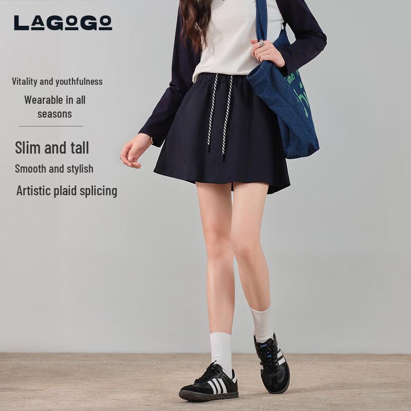 LAGOGO Women s High-Waisted Drawstring Short Skirt M