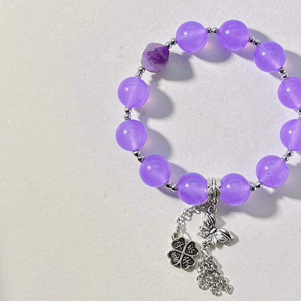 Tassel Design Violet Emerald Quartz Rock Foundation Commuter Bracelet Bracelet