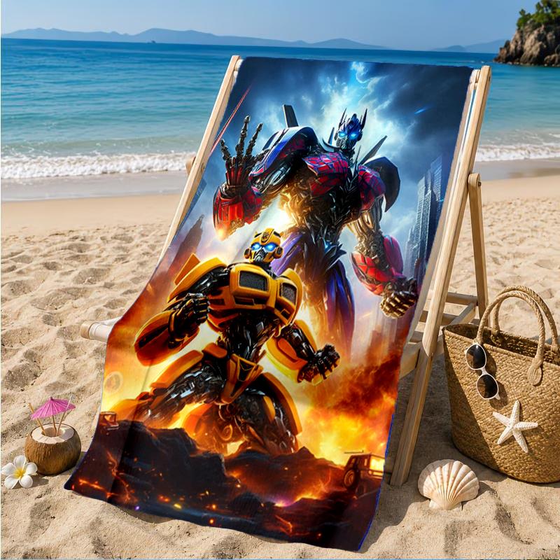 Car robots Battle Beach Towel, Super Soft Microfiber, Perfect Gift for Her/Him, Birthday, for Pool, Beach, Travel, Decor Beach Party