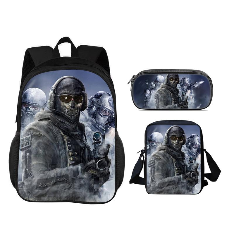 Call of Duty Backpack, Pencil Case, Shoulder Bag, 3-piece Set, Cartoon Print, New Trend, Best Campus Companion for Students