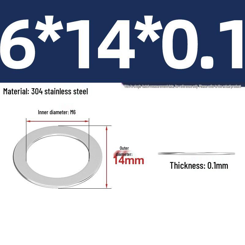 304 Stainless Steel Ultra-Thin Flat Washers - Available in Thickness: 0.1mm, 0.2mm, 0.3mm, 0.5mm