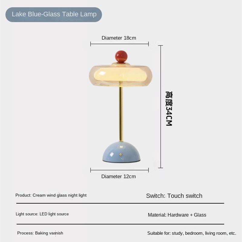 Vintage Dimmbare Glas Tischlampe Mid-Century Stil Ambient Schreibtischlampe für Schlafzimmer Nachttisch Arbeitsplatz Schreibtisch Heimdeko Beleuchtung