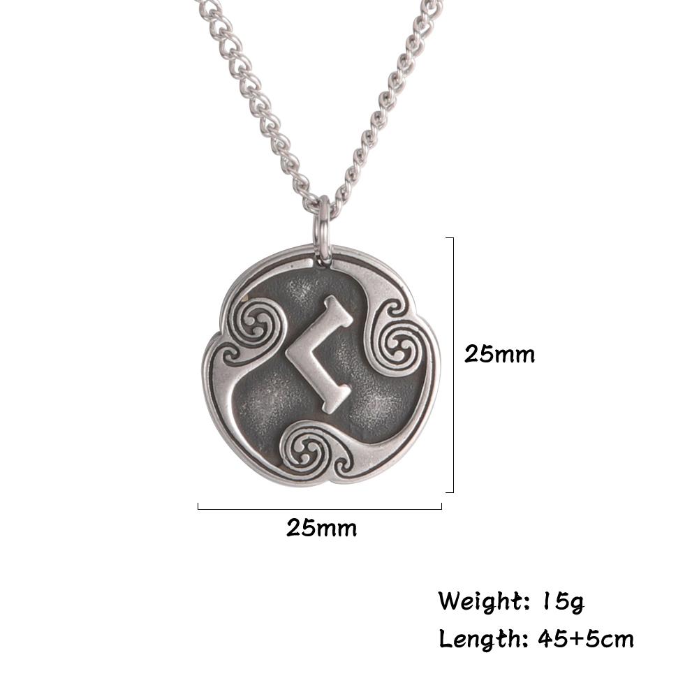 Vintage Norse Rune Necklace Viking Jewelry Stainless Steel Pendant Wicca Amulet Gift for Men Women