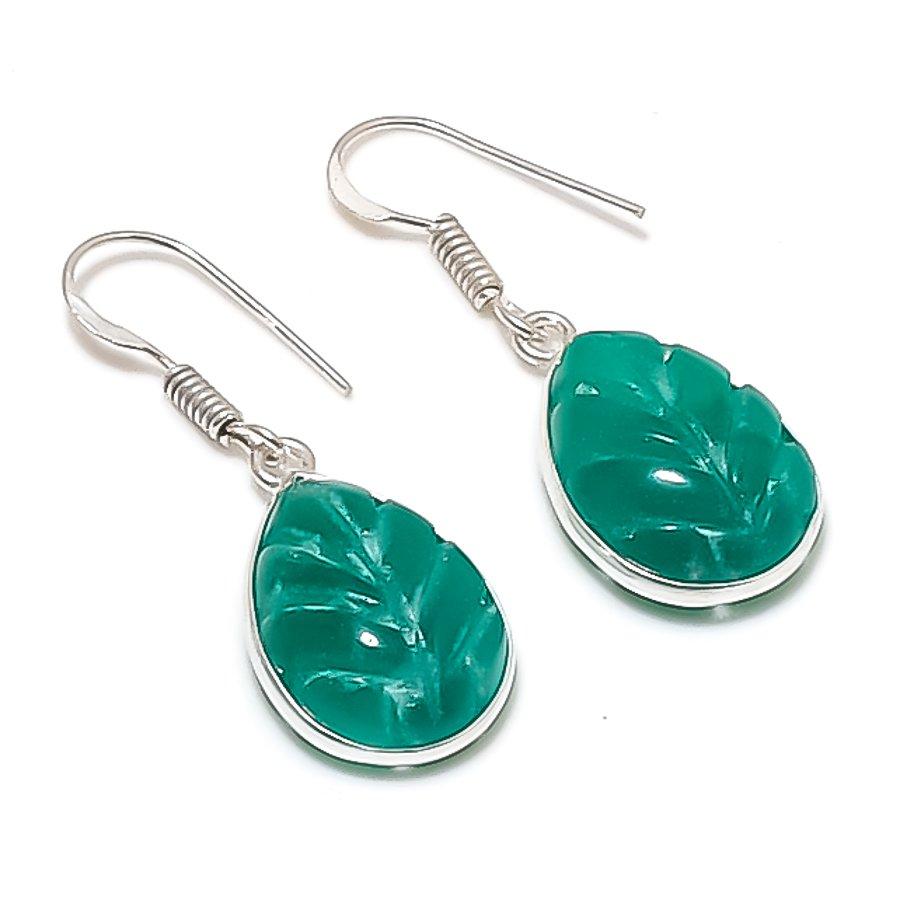 Emerald(Simulated) Gemstone Handmade 925 Sterling Silver Jewelry Earring 1.50  AEE-11317
