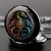 Retro Golden And Silvery Double Dragon Quartz Pocket Watch
