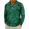 Herren Freizeit Weihnachtsdruck Knopf Langarmhemd