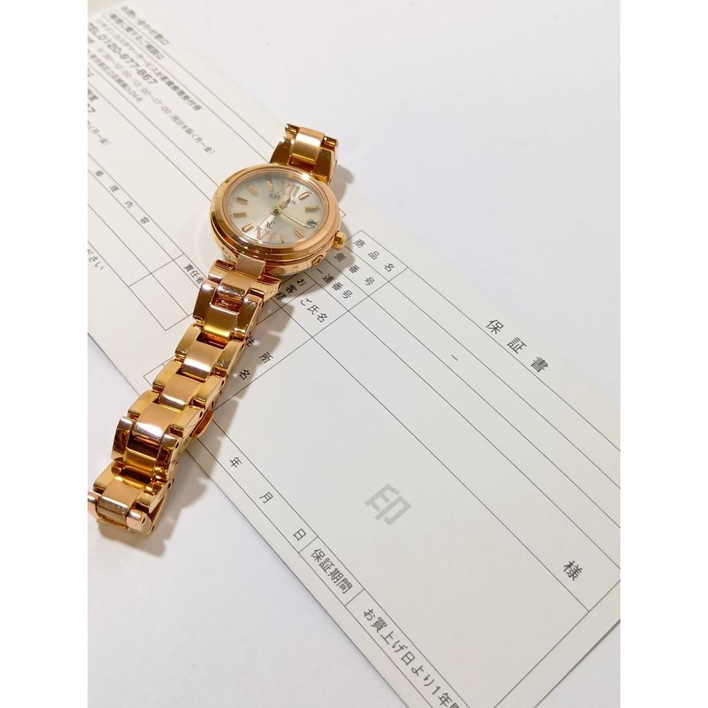 Used CITIZEN xC Cross Sea ES8132-58A MINISOL Series Eco-Drive Radio-Controlled Watch Pink Gold Simple Adjust Ladies