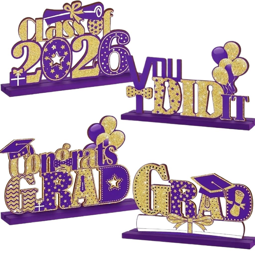 Center Decoration For The Graduation Desk, Wooden Desk Decoration For The Class Of 2026