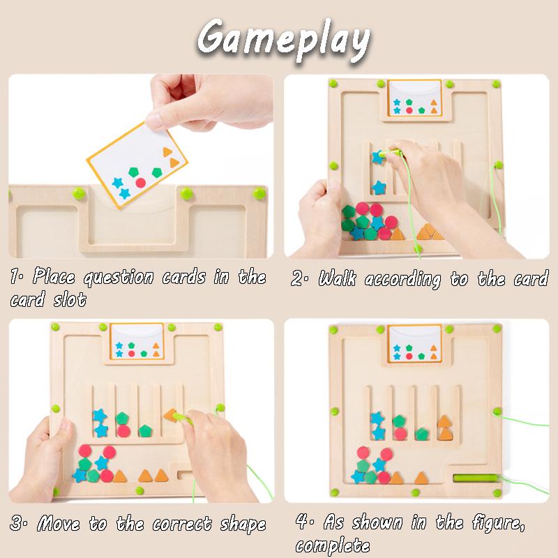 Kid Magnetic Shape Matching Maze Board Montessori Geometry Color Cognition Sorting Sensory Toy Fine Motor Skill Educational Game