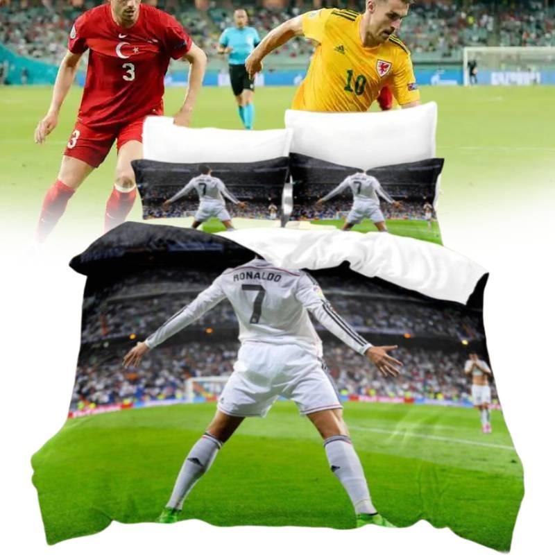 Printing Football Digital Bed Set Single Double King Duvet Pillowcase Cover