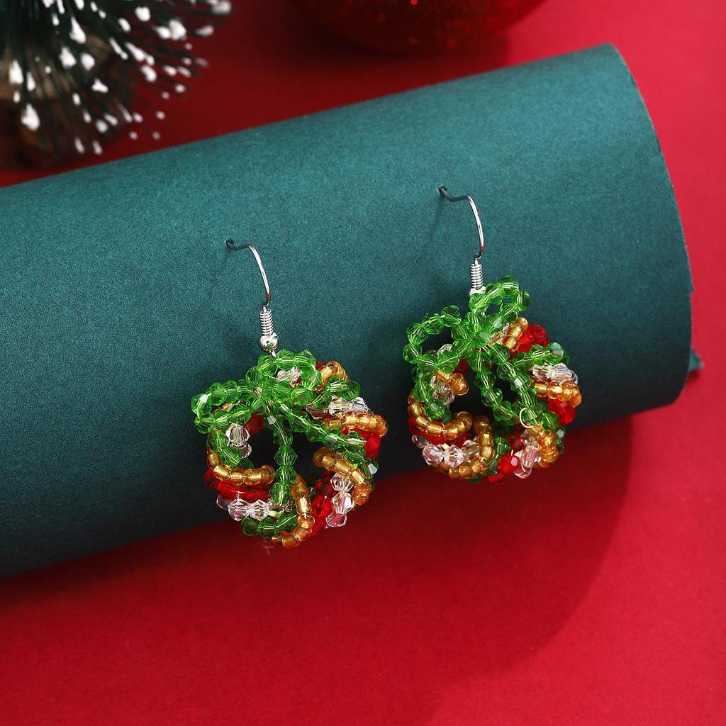 Colorful 3D Christmas Wreath Earrings: Creative, Cute, Sweet for Women