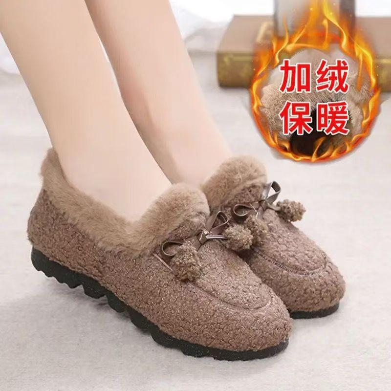 Women's Shoes Women's Autumn and Winter Home Pedal Piled Thickened Winter Warm Shoes Fluffy Shoes