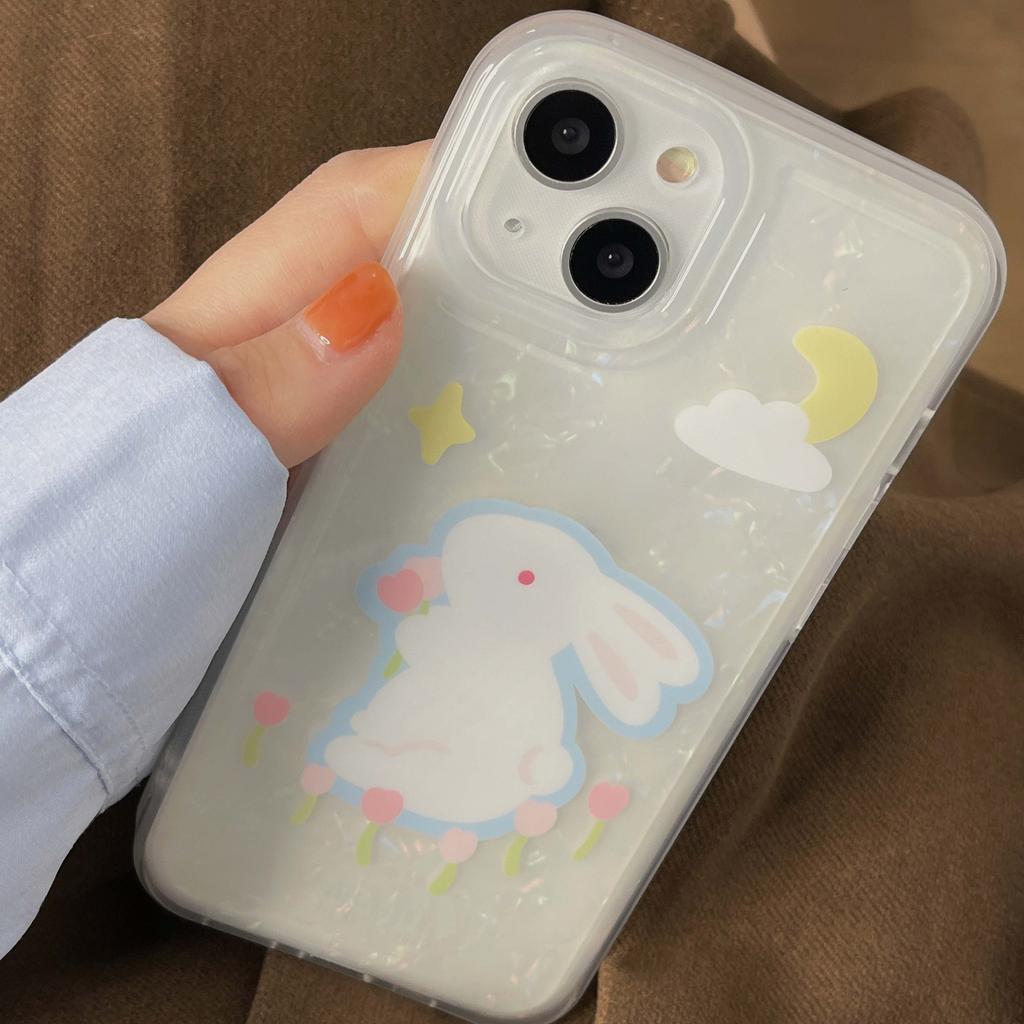 Ins Shiny Shell Rabbit Flower Cute Shell For Iphone 13 11 Promax 12 14 Pro Max Silicone Soft Shockproof Bunny Phone Case Capa
