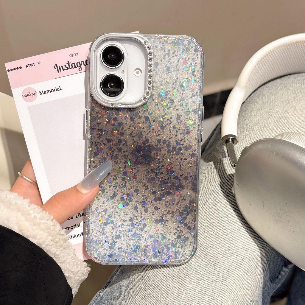 Gradient Glitter Rhinestone Case for iPhone 16/17 Pro Max with IMD Lens Protection