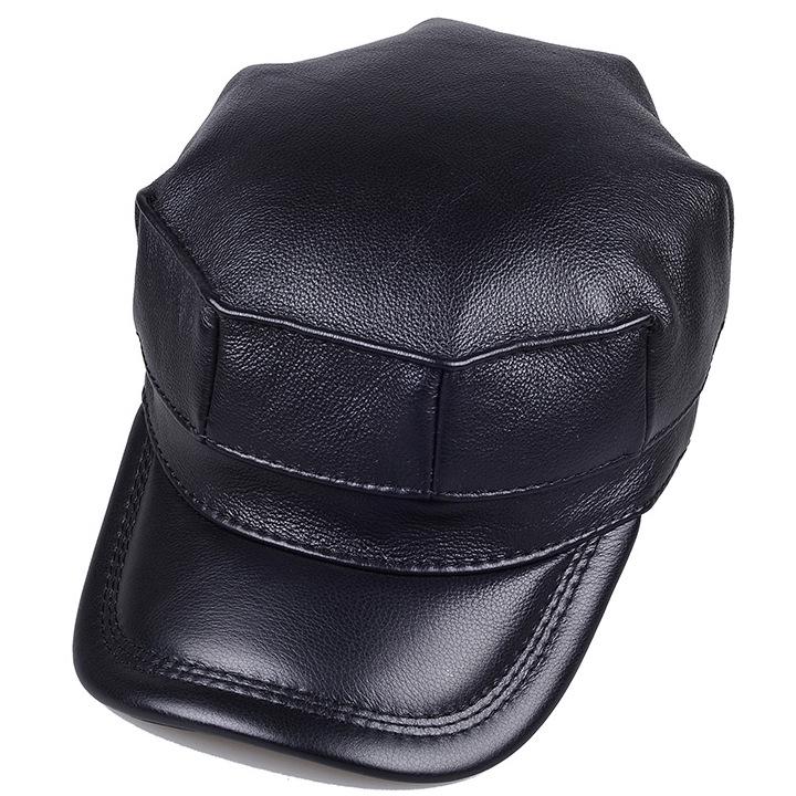 

Мужская зимняя кепка-плоскодонка из натуральной коровьей кожи с ушными клапанами - Стильная и теплая для мужчин среднего и пожилого возраста L (55-56cm) Adjustable чёрный