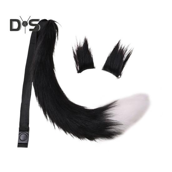 

Набор лисьих ушей и хвостов, плюшевый реквизит для косплея, реалистичный дизайн, ролевые игры, вечеринка на Хэллоуин чёрный