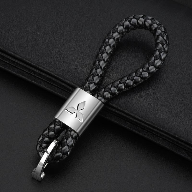 

Anti-lost Car Keychain Metal Bradied Woven Rope Keyrings Gift Key Chain for Mitsubishi Lancer Colt Pajero L200 Galant Space Star чорний