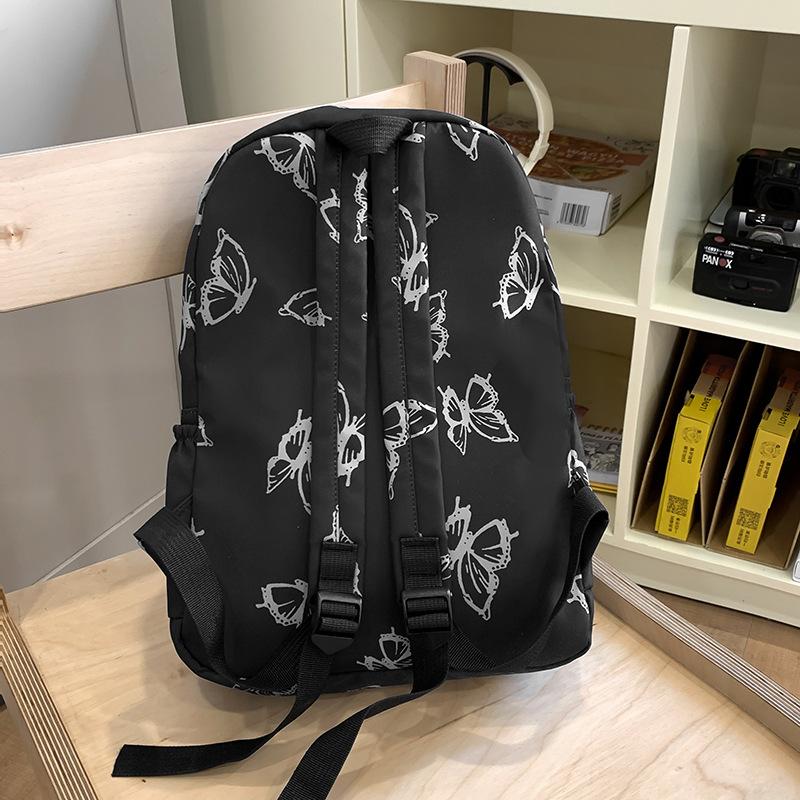 New simple cartoon butterfly backpack, primary and secondary school student campus schoolbag, large capacity and lightweight travel backpack