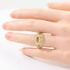 Vintage Bohemian Golden Color Copper Ring With Oval Synthetic Zirconia Women Banquet Party Fashion Ring Trend Jewelry
