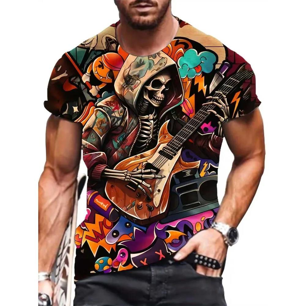

Summer Fashionable Comfortable Breathable Casual Creativity 3D Printed Color T-shirt Pattern Loose Comfortable Large Size Fashion O-neck Men s T-shirt S