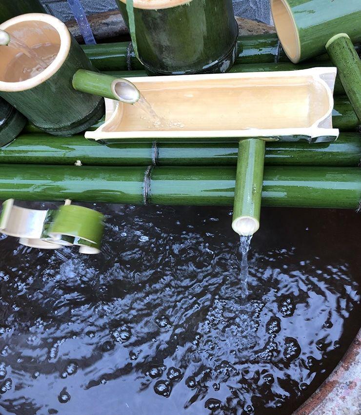 Bamboo-Finished Ceramic Fish Tank Fountain with Oxygenation & Humidification