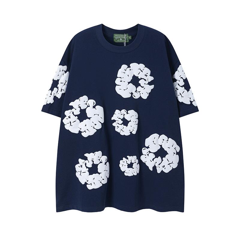New Trendy Short-sleeved Short-pants Set with Foam Printing - Suitable for Both Men and Women, for Casual Wear.