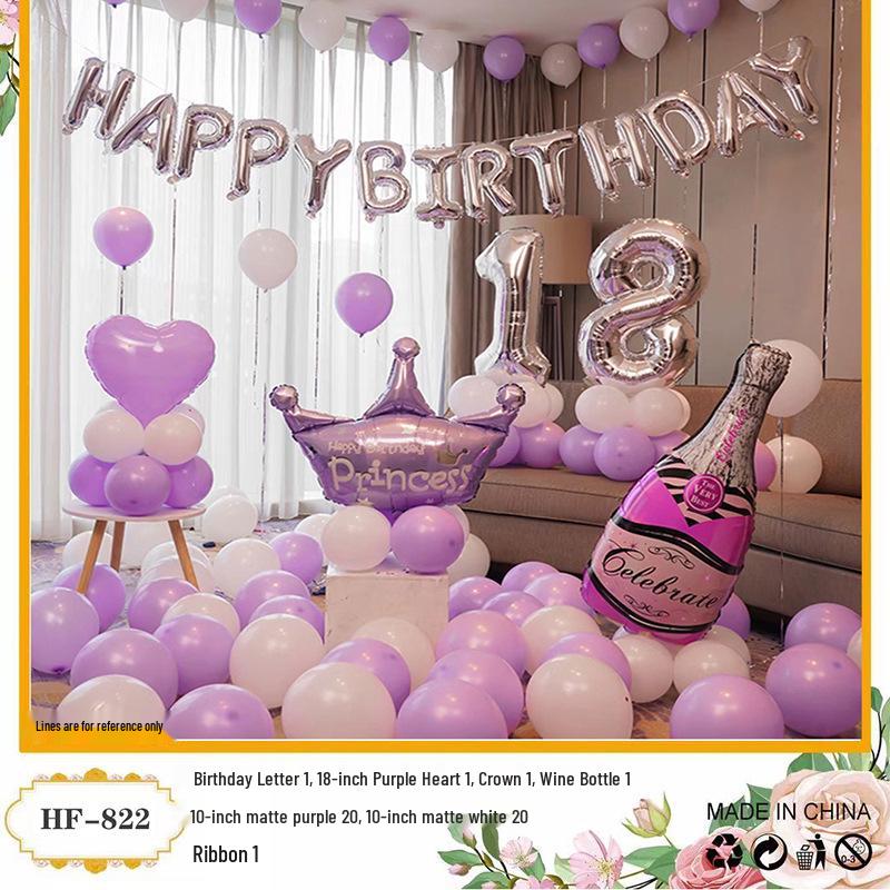 18th Birthday Party Aluminum Balloon Set - Wall Decoration Background