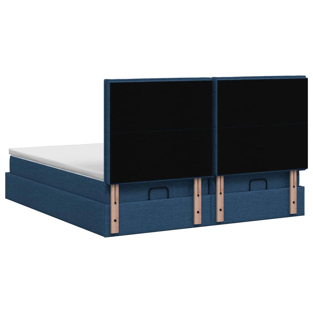 Ottoman Bed with Mattress and LED Blue 180 x 200 cm Fabric