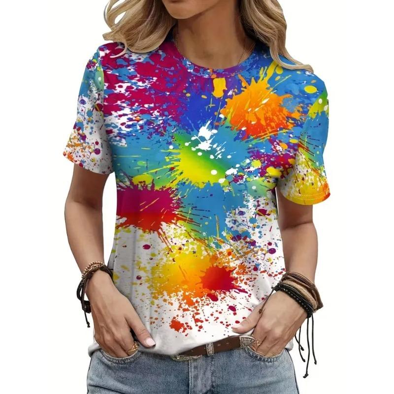 T-shirt Estiva alla Moda Stampata in 3D da Donna Traspirante Casual