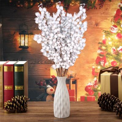 3 buc Ramuri de fructe de pădure albe cu zăpadă 5 decorațiuni festive realiste de Crăciun, artizanat, fructe de pădure albe artificiale