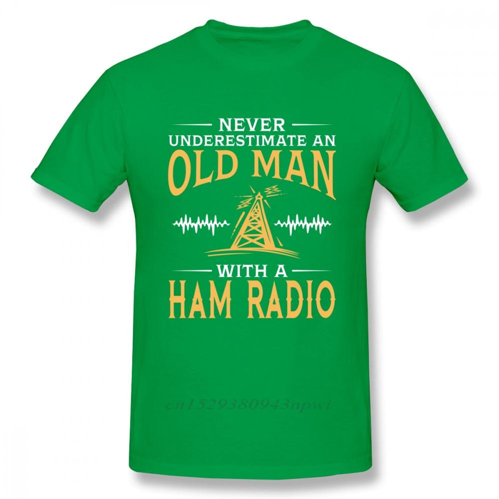 100% Cotton Tees Never Underestimate An Old Man with A Ham Radio Tee Shirt Man Round Neck T Shirt Guys Punk Designer Streetwear