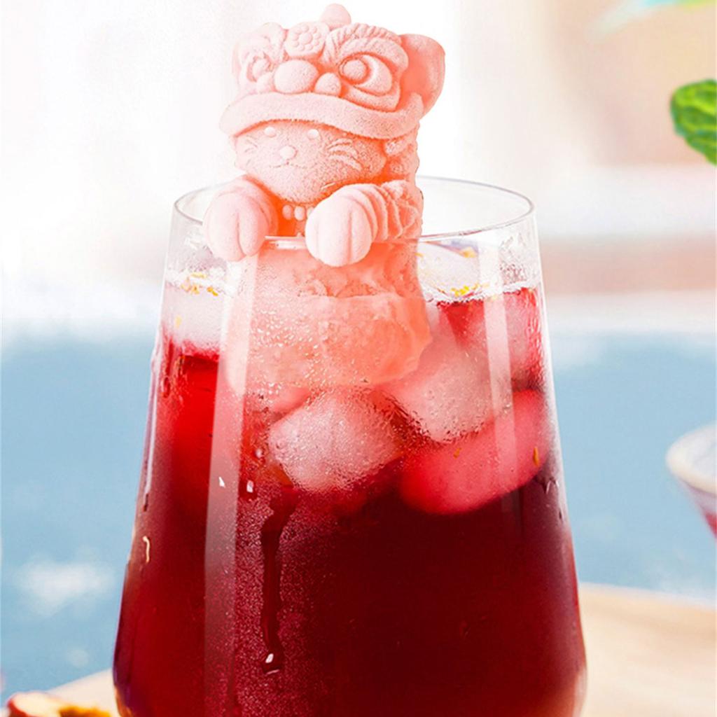 Einfaches Entformen Eisform Hängebecher Löwenform Eiswürfelform Flexibler Silikon-Eisbereiter für Cocktails Kaffee Langlebig