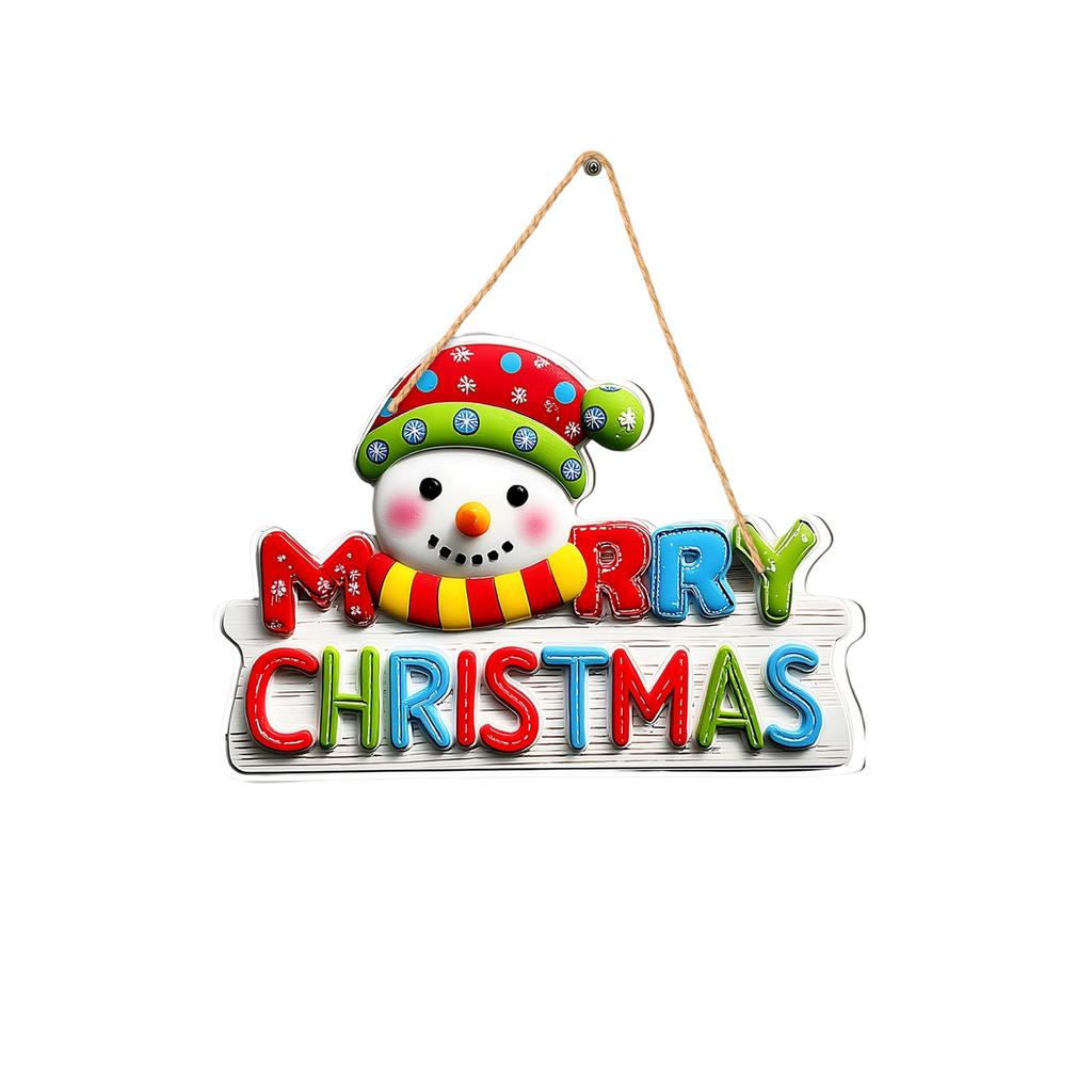 Christmas Snowman Doll Decoration Wooden Merry Christmas Wooden Sign Hanging Christmas Tree Pendant