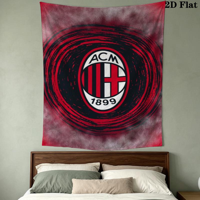 AC Milan Wall Tapestry Aesthetic Wall Hanging Printed Fabric Blanket Decorative Tapestries for Bedroom Living Room Home Decor