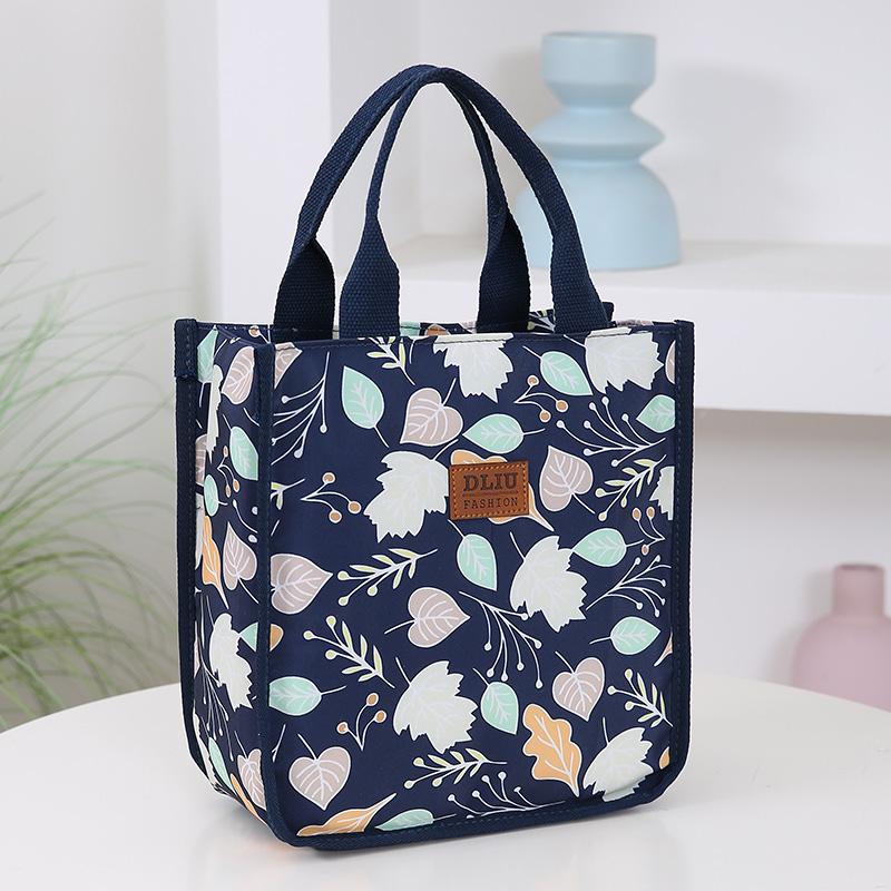 Chunky Nylon Printed Fabric Handbag, Portable Lunch Box Bag for Work, Daily Storage Bag for Mommy
