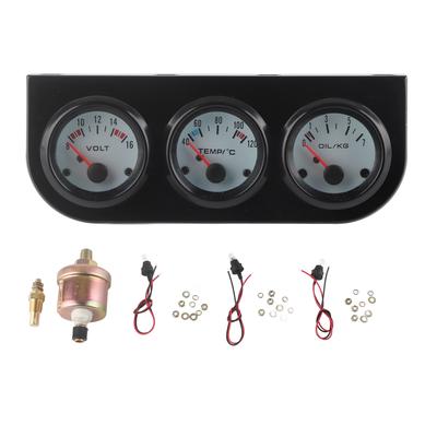 Evrensel Araba Üçlü Gösterge Takımı Su Sıcaklığı+Volt+Yağ Basınç Ölçer 52mm Enstrüman