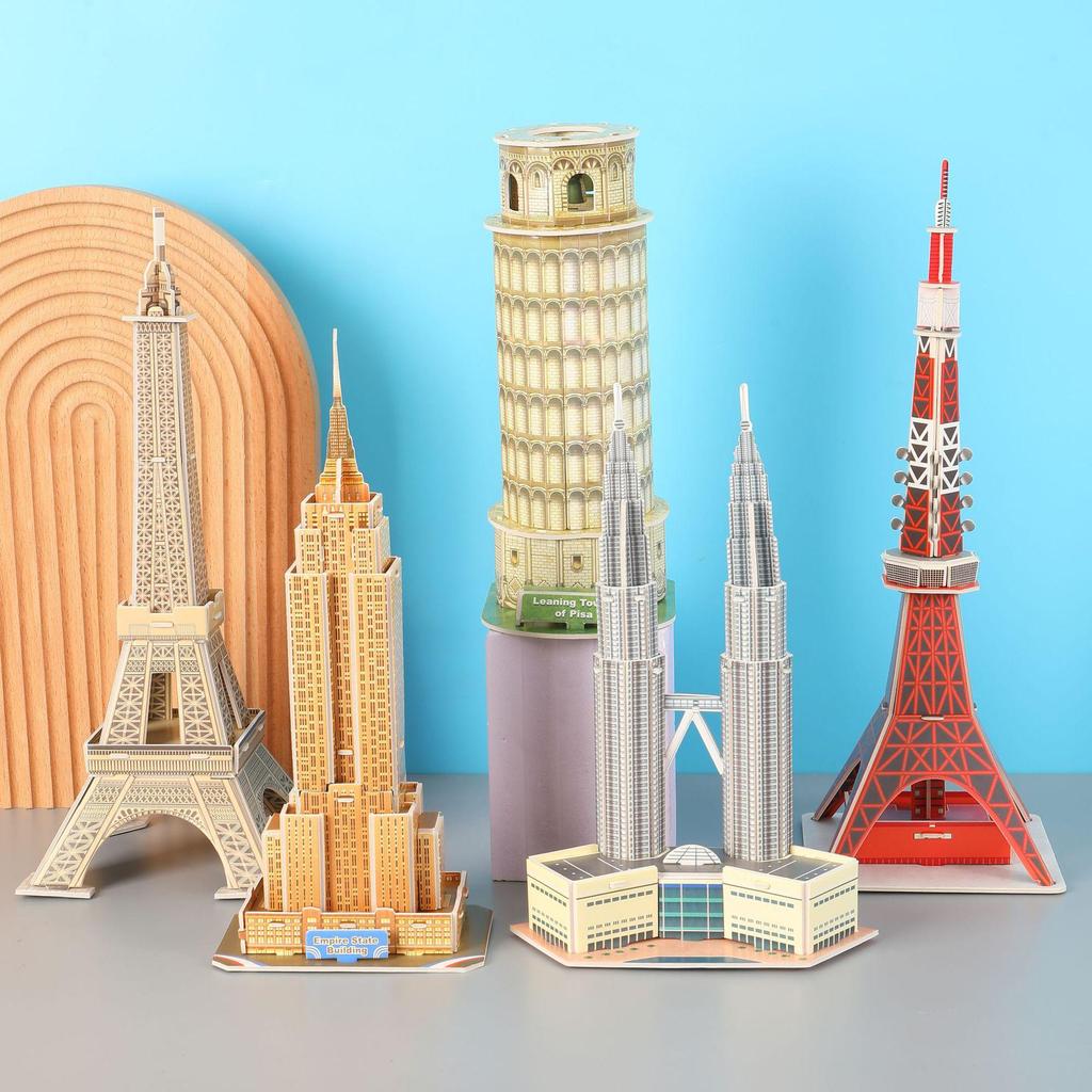 3D Puzzle of World Famous Buildings: Educational DIY Paper Assembly Toy for Kids