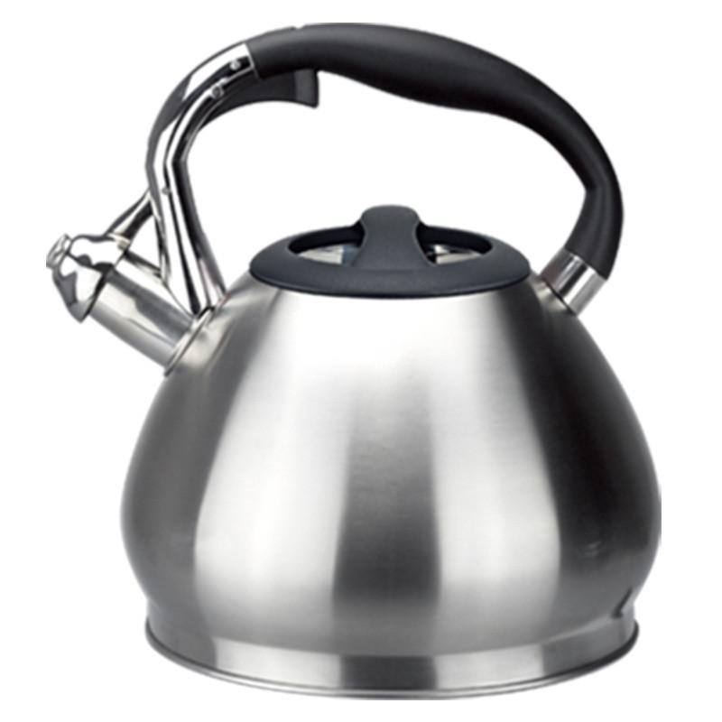 Элегантный серебристый свистящий чайник из нержавеющей стали 3л 304, идеально подходит для эффективного нагрева на плите