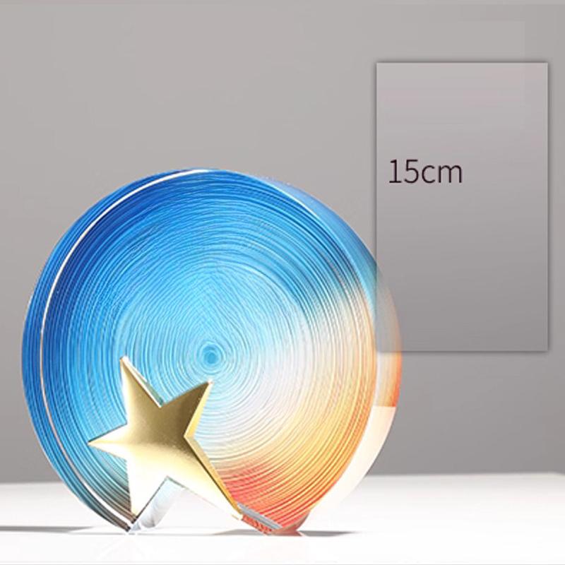 Customized Pentagram Crystal Trophy, Color Printing Prize Sports Movie Award Outstanding Employee Souvenir, Home Decoration, 1Pc