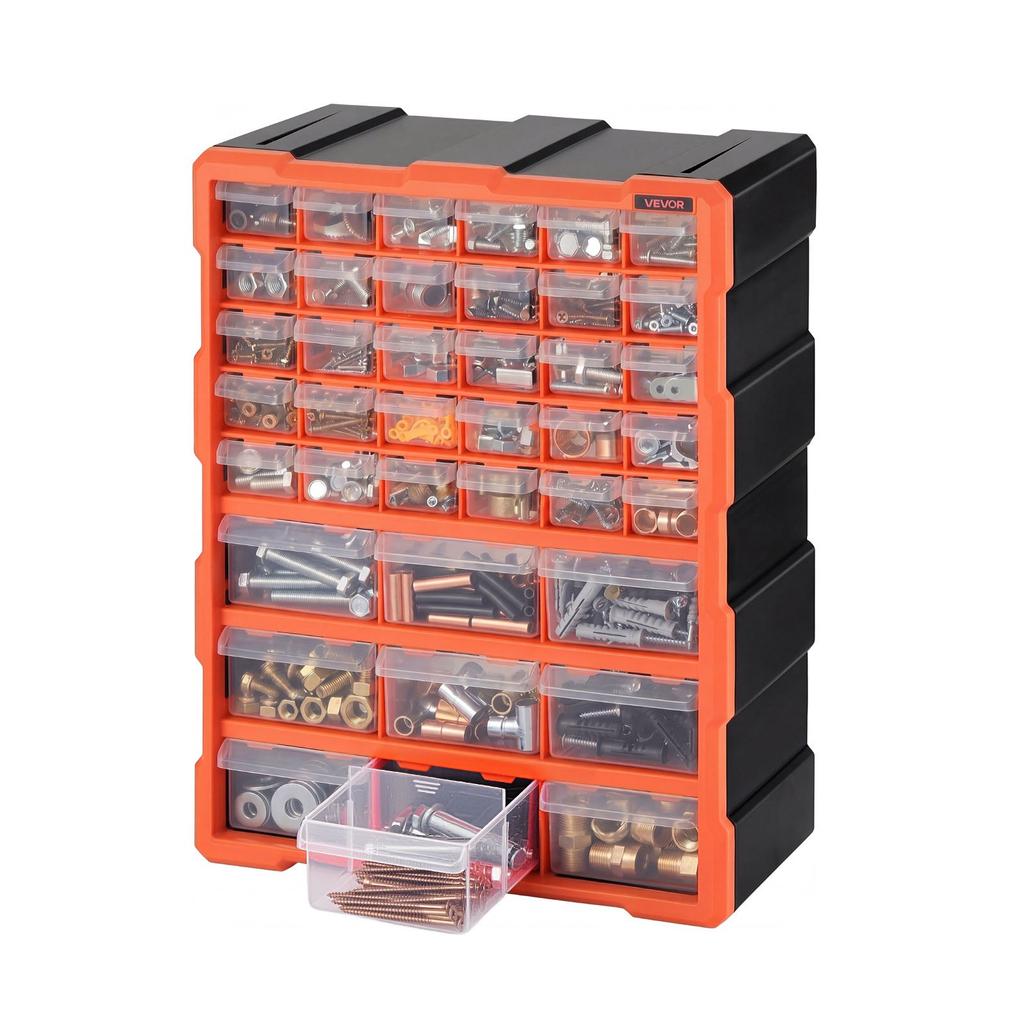 VEVOR 39-Drawer Storage Organizer, Plastic, Drawer Storage Cabinet for Garage Organization, Stackable Small Parts Organizer, Wall-Mounted Toolbox