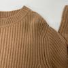 FOXEY 37519 Brown Wool X Cashmerex Silk Cropped Rib Knit Pullover Tops 38 BrownUsed