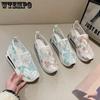 WTEMPO Big Size Womens Fashion Footwear Floral Embroidery Mesh Sneakers Ladies Slip on Comfy Heeled Shoes Wholesale Dropshipping