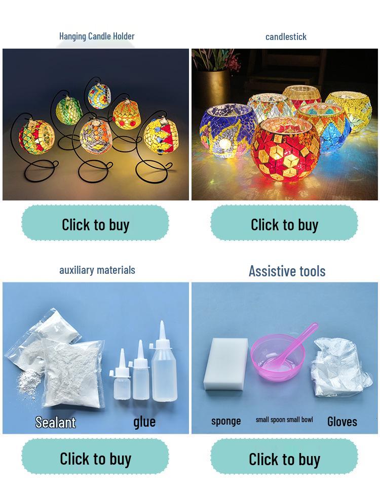 Handmade Turkish Mosaic Candle Holder Kit