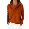 Women Cowl Neck Wrap Sweater Asymmetric Draped Long Sleeve Solid Color Loose Elegant Ladies Autumn Winter Knit Pullover