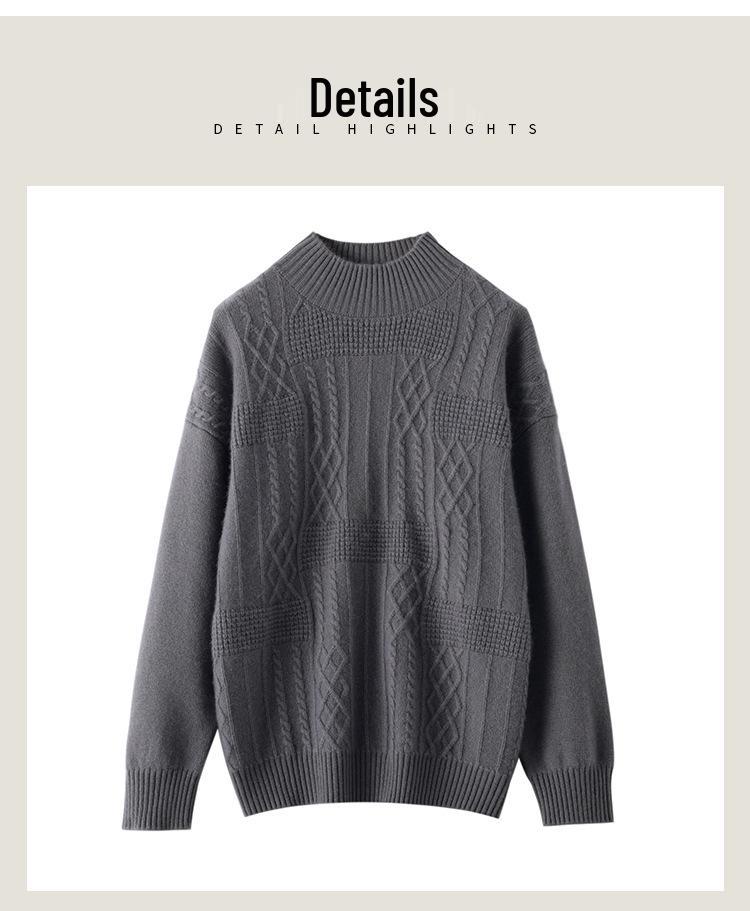 Cozy Cashmere Women's Sweater - Half-High Collar, Thick Knit for Autumn/Winter