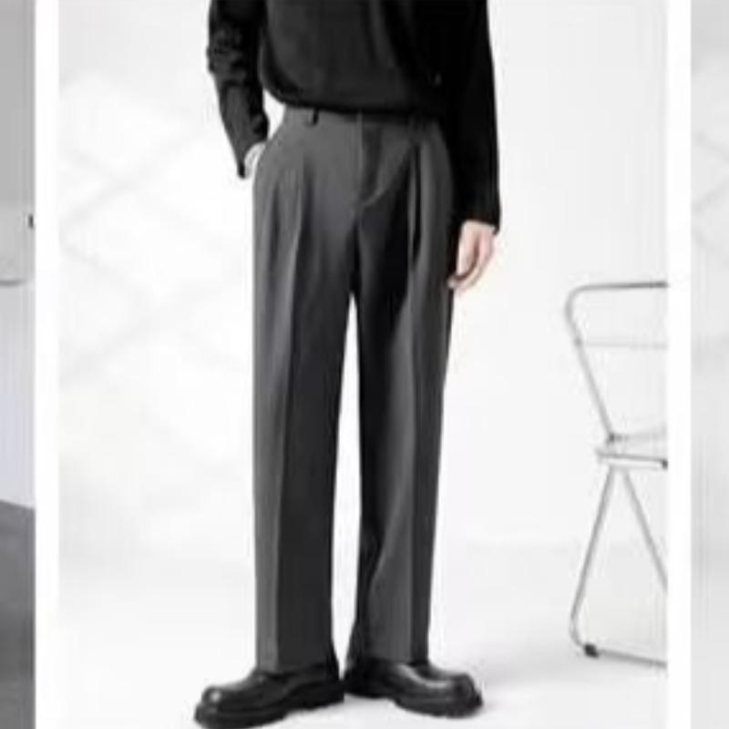 Hochwertige Hosen Herren Frühling und Herbst neue Herrenhosen gerade locker lässig Wide-Leg Anzughosen