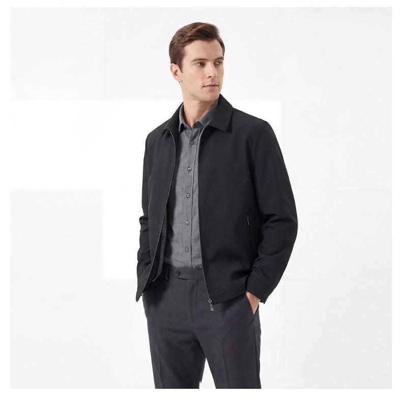 Spring and Autumn Men's Casual Lapel Zipper Jacket - Middle-aged Outerwear