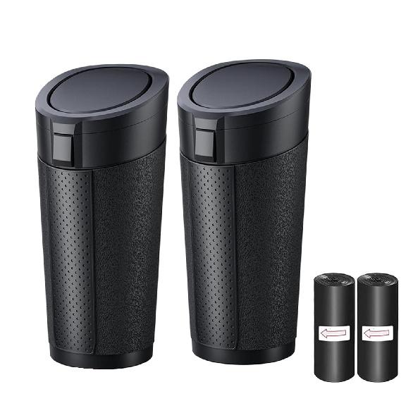 Car Trash Can With Lid, 2 Packs Leakproof Vehicle Garbage Bin, Compact Cup Holder Design, Includes 40 Trash Bags, Ideal For Car, Truck, Home, Office,