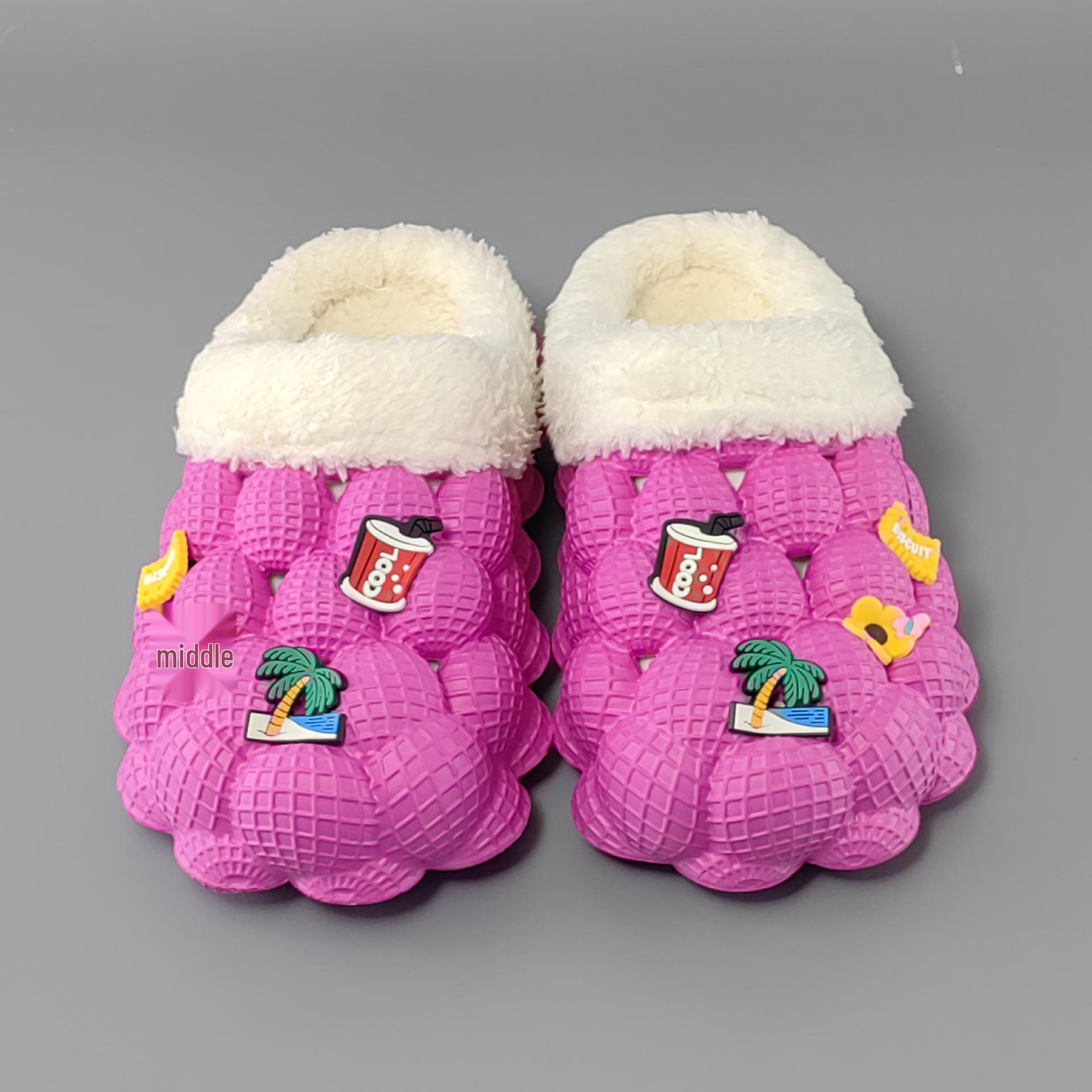 

Женские зимние теплые хлопковые тапочки: Повседневные балетки с закрытым носком для помещений/улицы 42/43 розы красного